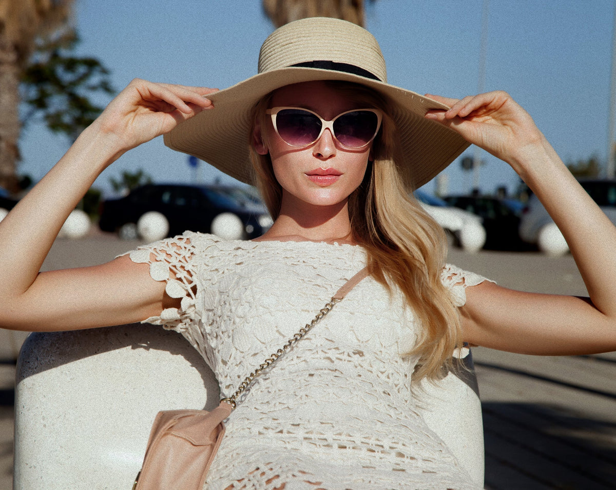 Summer Glamour with Sun Hats, Lace Dresses, and Poolside Accessories