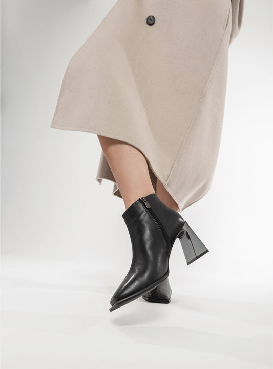 Black Leather Ankle Boots