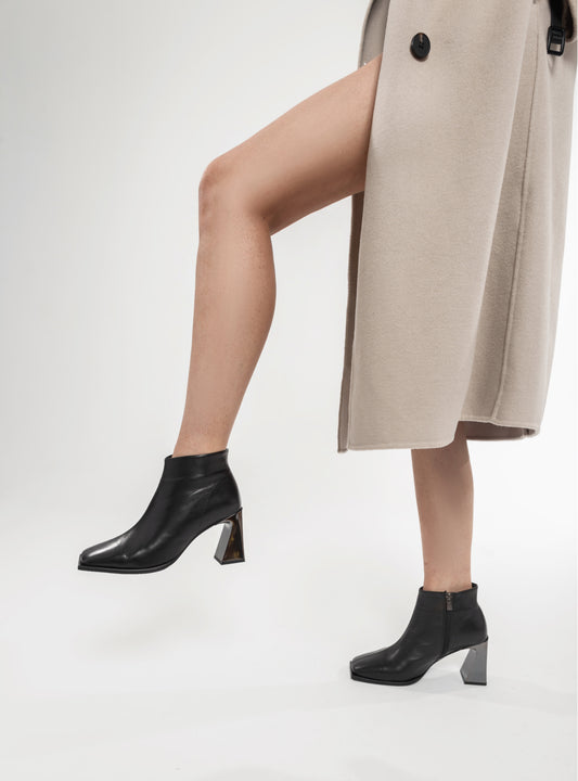 Black Leather Ankle Boots